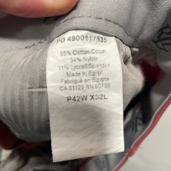 Lauren Ralph Lauren Mens Salmon Stretch Performance Nonslip Pants 42x32 (42x25) - Picture 6 of 7